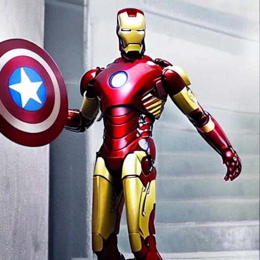 Image similar to iron man in captain america costume