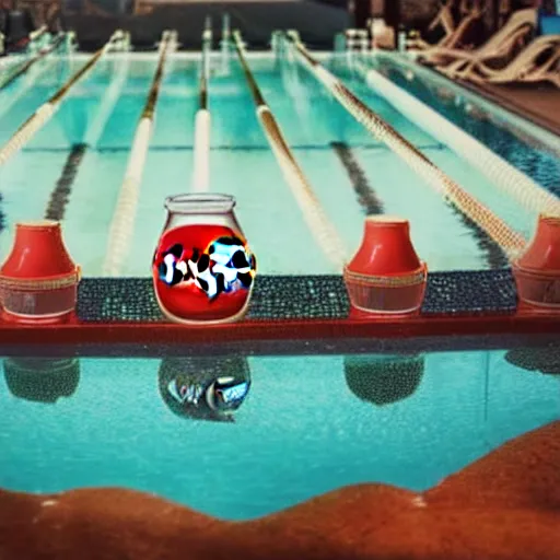 Prompt: coca cola swimming pool with black water, award winning photograph