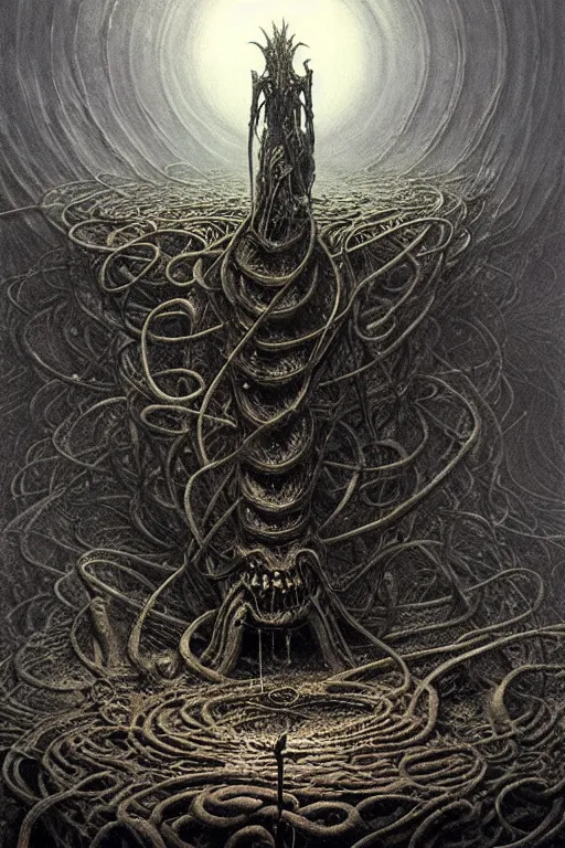 Image similar to eldritch god eating worlds by giger, zdzisław beksinski, greg rutkowski