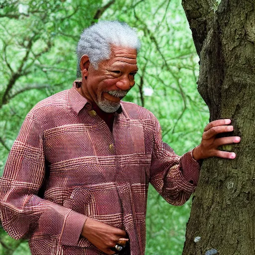 Image similar to morgan freeman turns into a tree