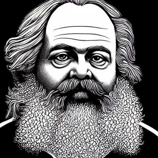Prompt: highly detailed portrait karl marx drawn by junji ito, detailed