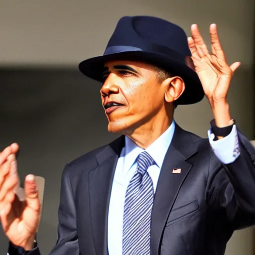 Image similar to obama wearing fedora