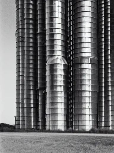 Prompt: a photo by berne becher and hilla becher of a grain silo