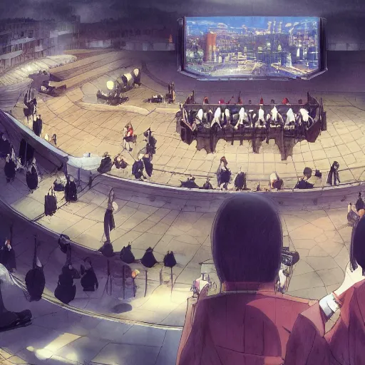 Image similar to The Conferences of the Mafia Ruler, Anime concept art by Makoto Shinkai