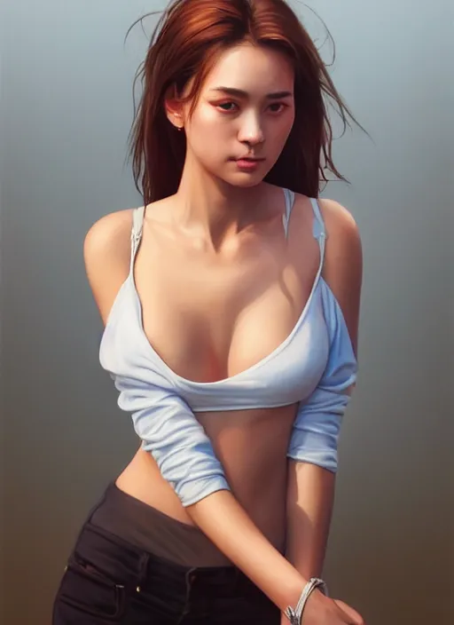 Image similar to photo of a gorgeous young woman in the style of stefan kostic, realistic, professionally, instagram photo, half body shot, sharp focus, 8 k high definition, insanely detailed, intricate, elegant, art by stanley lau and artgerm