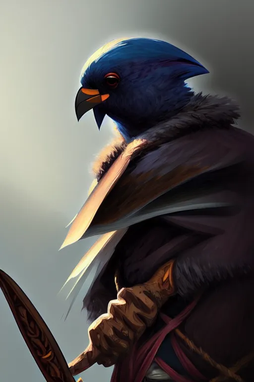 Prompt: kenku barbarian, highly detailed, digital painting, artstation, sharp focus, illustration, art by tan zi and ayanamikodon and alphonse mucha and wlop