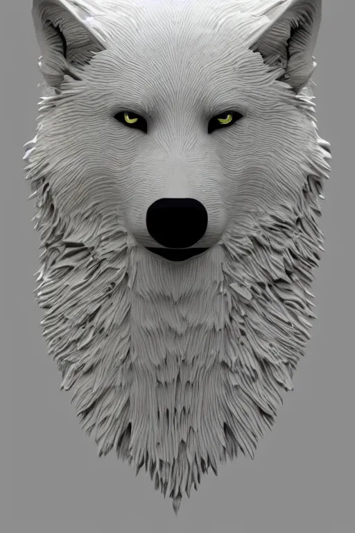 Prompt: a white wolf 3D screen lock art.