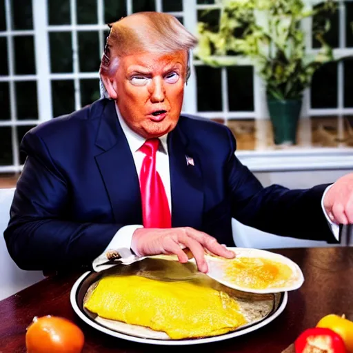 Image similar to Donald Trump on an omelette, food photography