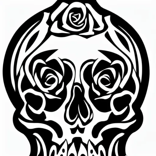 Image similar to rose n skull tattoo vector art