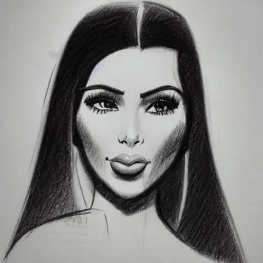 Image similar to milt kahl pencil sketch of kim kardashian