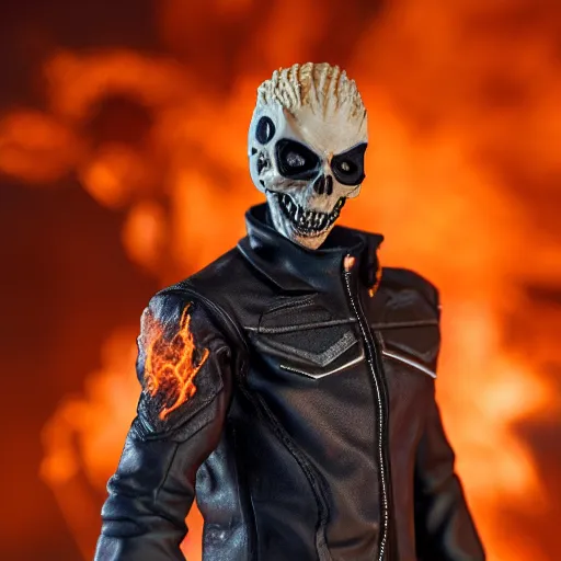 Image similar to Ghost rider clay figure 4k detail