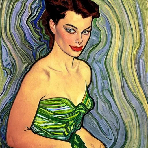 Prompt: painting of margot robbie at the cucumber soup party, elegant, clear, painting, stylized, art, art by alphonse mucha, vincent van gogh, egon schiele,