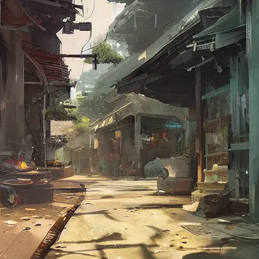 Image similar to concept art a singaporean neighborhood, by greg rutkowski