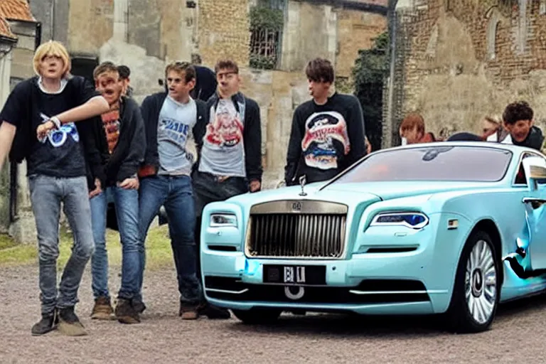 Image similar to stoned teenagers decided to drown Rolls-Royce