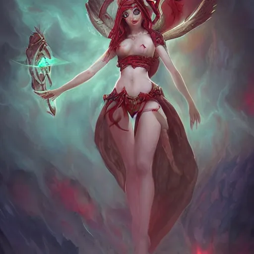 Image similar to Beautiful pale laughing succubus with wings and devil's horns, red lighting, masterpiece, in hearthstone art style, epic fantasy style art, fantasy epic digital art, epic fantasy card game art