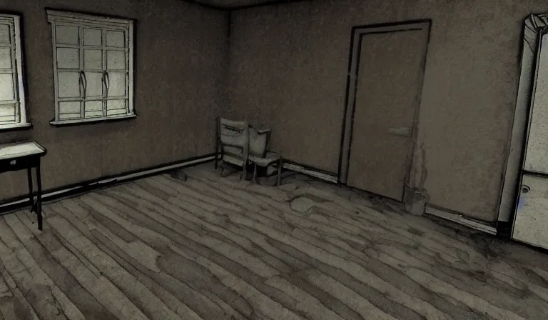 Image similar to First-person horror game, PC game with UI, by Junji Ito