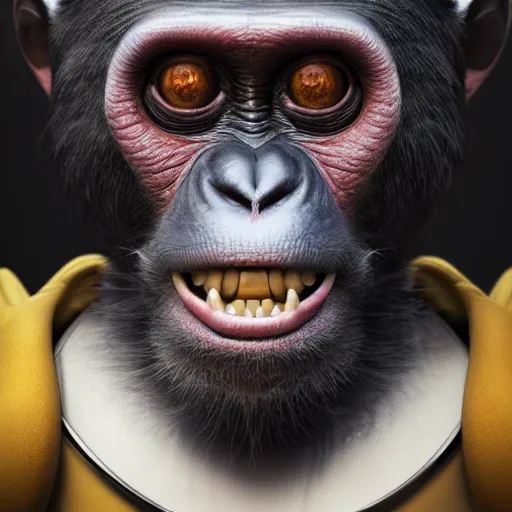 Image similar to portrait of monkey, 8 k uhd, unreal engine, octane render in the artstyle of finnian macmanus, john park and greg rutkowski