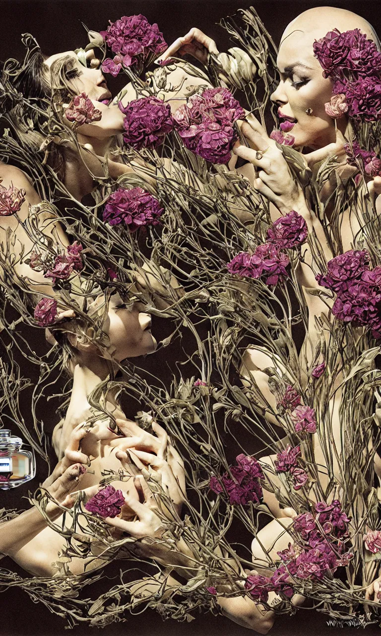 Image similar to fragrance advertising campaign by bernie wrightson, highly detailed