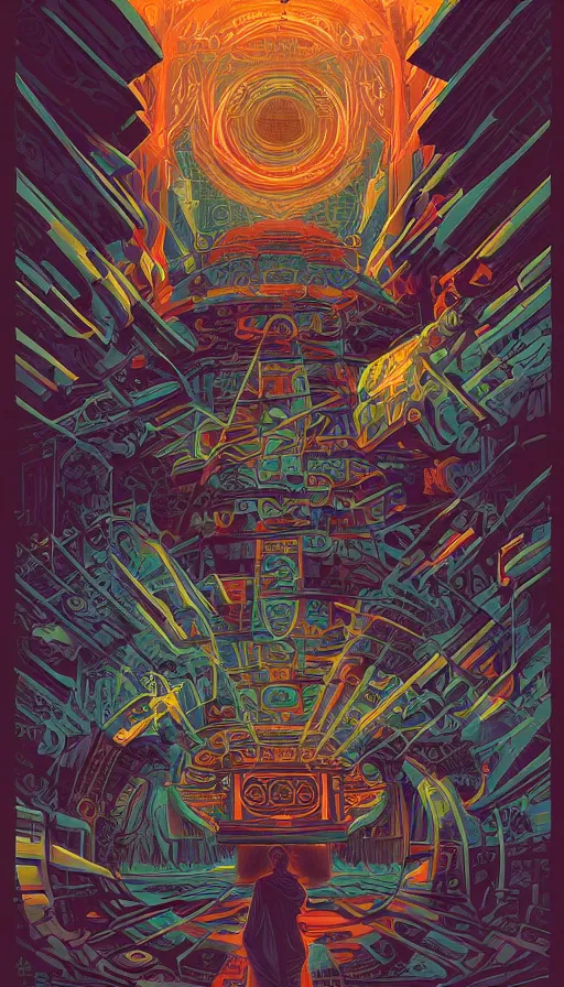 Image similar to The oracle of the mayan elders, italian futurism, Dan Mumford