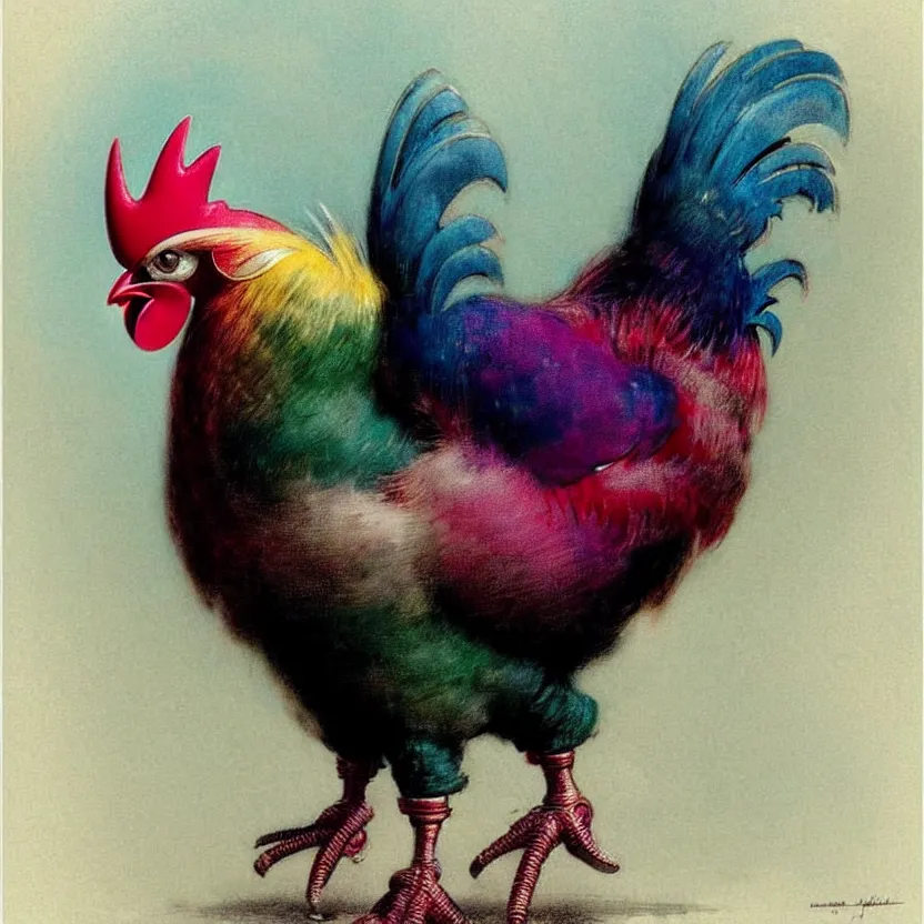 Image similar to ( ( ( ( ( 1 9 5 0 s retro future robot rooster. muted rainbow colors. ) ) ) ) ) by jean - baptiste monge!!!!!!!!!!!!!!!!!!!!!!!!!!!!!!