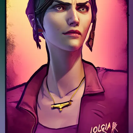 Image similar to olga lomonosova portrait, borderlands, tales from the borderlands, the wolf among us, comic, cinematic lighting, studio quality, 8 k