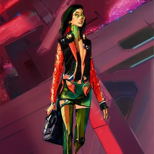 Image similar to cyberverse fashion, gucci catwalk, oil painting, digital art, ultradetailed, artstation