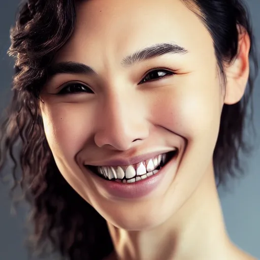 Prompt: smiling Chinese Gal Gadot, lighting by the sunlight , photo studio, HDR, 8k, trending on artstation