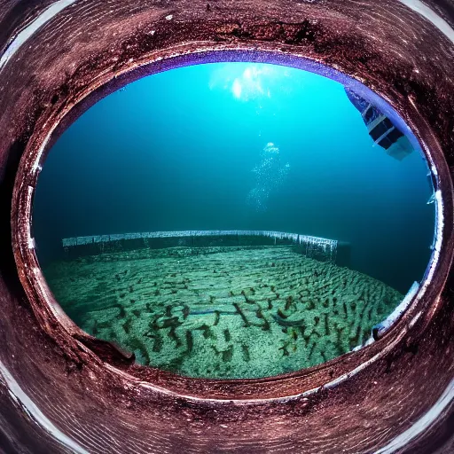 Prompt: uk parliament deep underwater, dredged seabed, shot on gopro9, moody lighting, 8k, very very very highly detailed, hyper realistic realistic