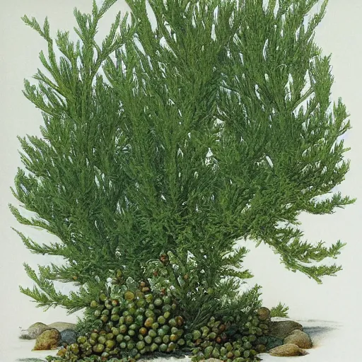 Image similar to aquatic summer shoal bean juniper, by de es schwertzberger and jane graverol, rococo, line art