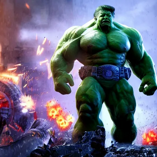 Prompt: ' donald trump as the hulk in gears of war, splash art, movie still, detailed face, maga, cinematic lighting, dramatic, octane render, long lens, shallow depth of field, bokeh, anamorphic lens flare, 8 k, hyper detailed, 3 5 mm film grain