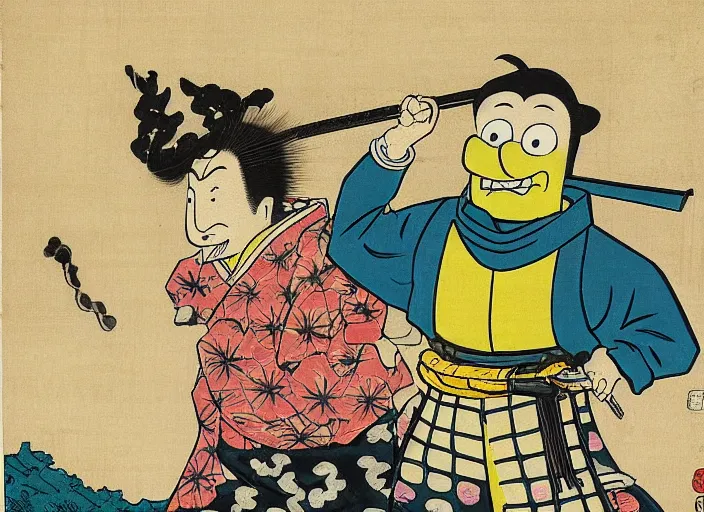 spongebob and patrick in the style of utagawa | Stable Diffusion