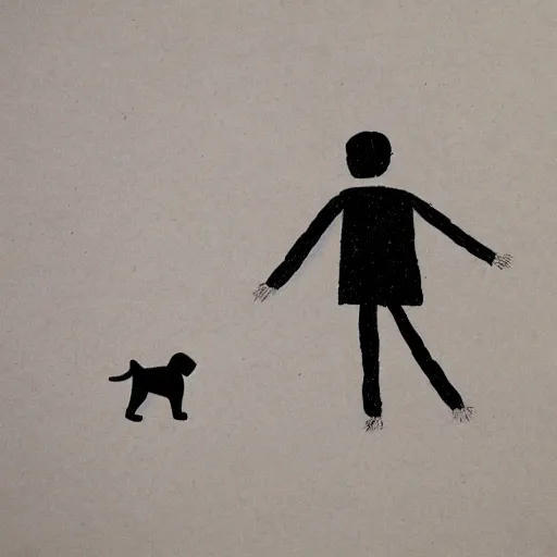 Prompt: stickman drawing of a dog and a man