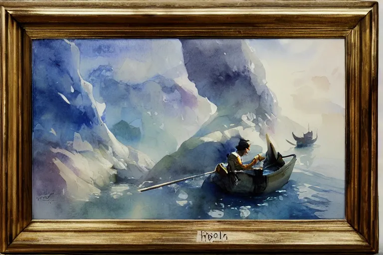 Prompt: small centered on watercolor paper, paint brush strokes, abstract watercolor painting of silver container, specular highlight, cinematic light, national romanticism by hans dahl, by jesper ejsing, by anders zorn, by greg rutkowski, by greg manchess, by tyler edlin, by craig mullins