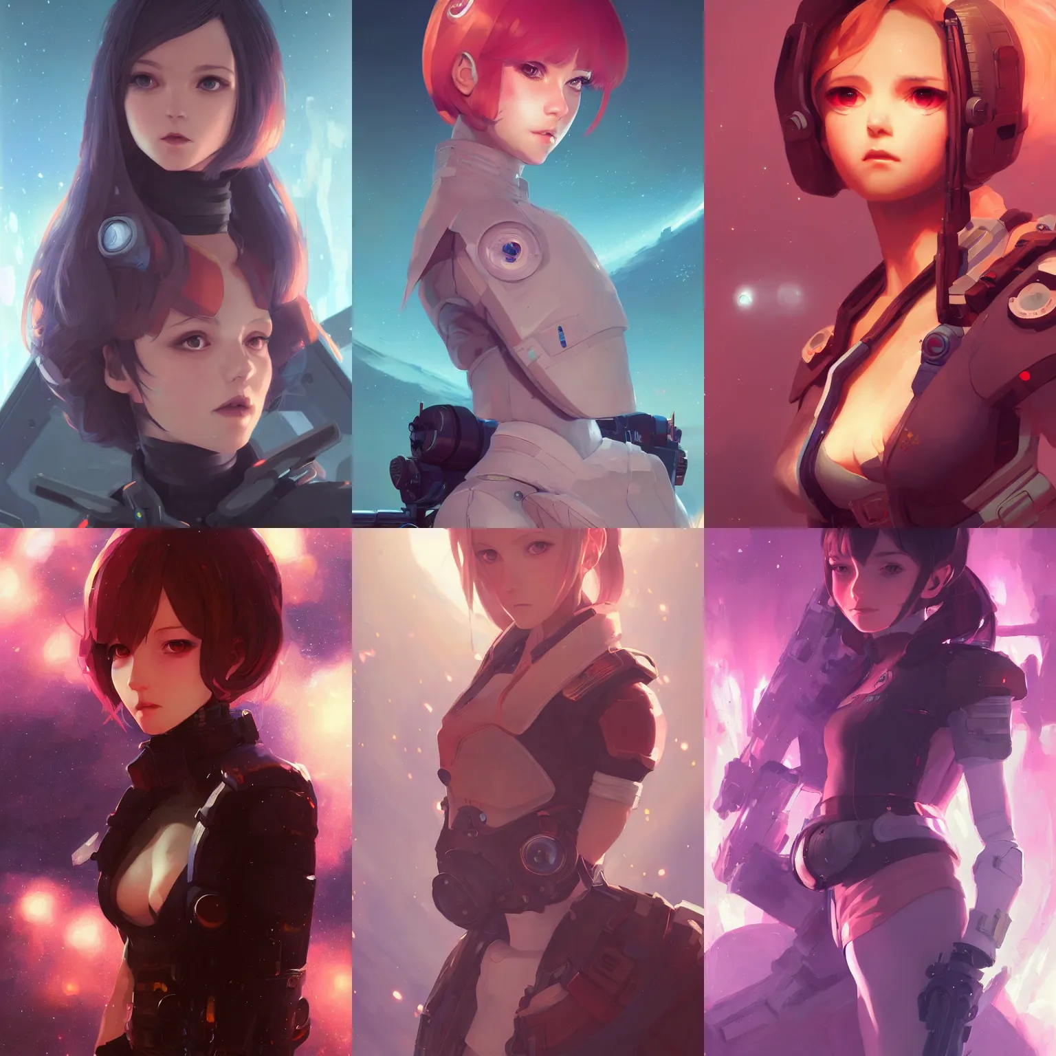 Prompt: a portrait of a cute young female space pirate, sci-fi setting, vivid colors, soft lighting, atmospheric, cinematic, moody, in the style of Ilya Kuvshinov and Range Murata, Krenz Cushart, rule of thirds, oil on canvas, 8k