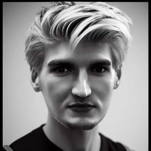 Image similar to really handsome gigachad xqc, portrait photograph : : realistic : : 1 dslr : : 1 - - quality 2