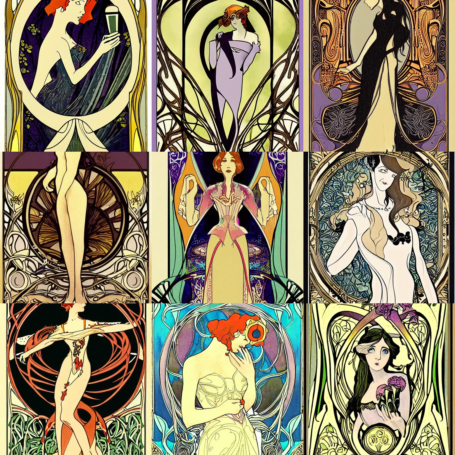 Prompt: art nouveau by alphonse much