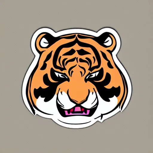 Image similar to sticker angry tiger in cartoon style