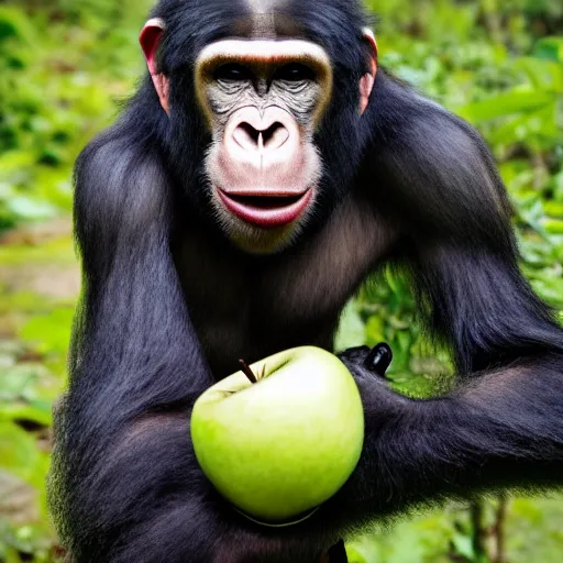 Image similar to an apple being devoured by an ape