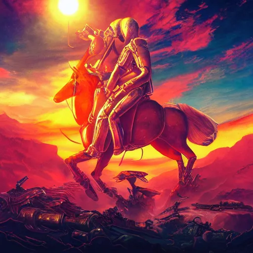 Prompt: epic album cover, knights of cydonia, tending on artstation, award - winning art