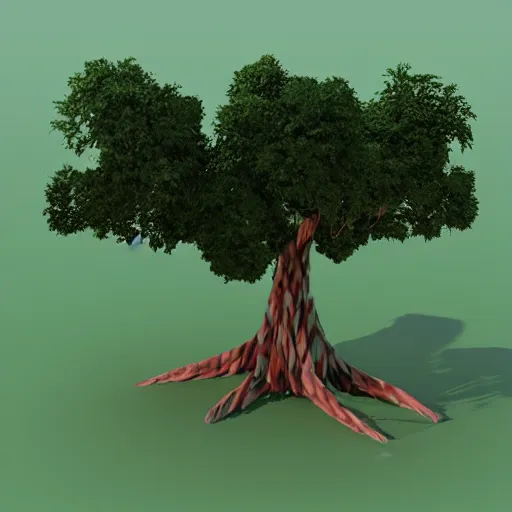 Image similar to a low poly 3d object of the tree, large and majestic