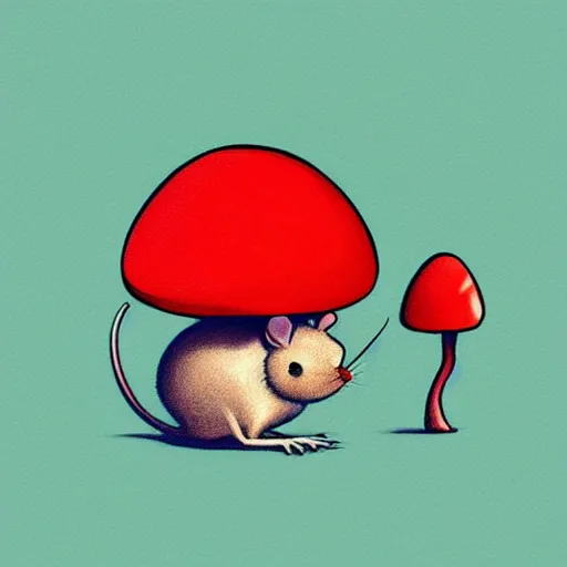 Image similar to “ digital art illustration of a mouse sitting on top of a red mushroom. whimsical. trending on art station ”