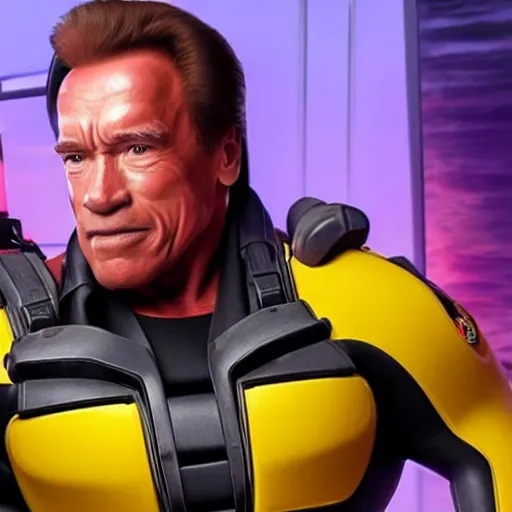 Image similar to a screenshot of arnold schwarzenegger as hammond in overwatch