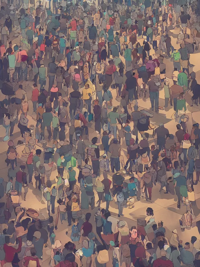 Image similar to packed crowd from overhead by disney concept artists, blunt borders, rule of thirds