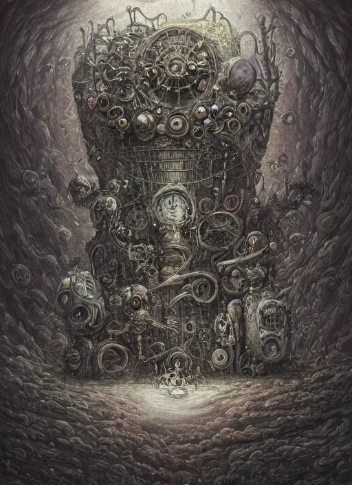 Prompt: Machinarium God of Sleep, celestial fantasy, intricate, ornate, highly detailed, digital painting, 4k, HDR, concept art, smooth, sharp focus, illustration, art by dan witz,artgerm, Eldritch