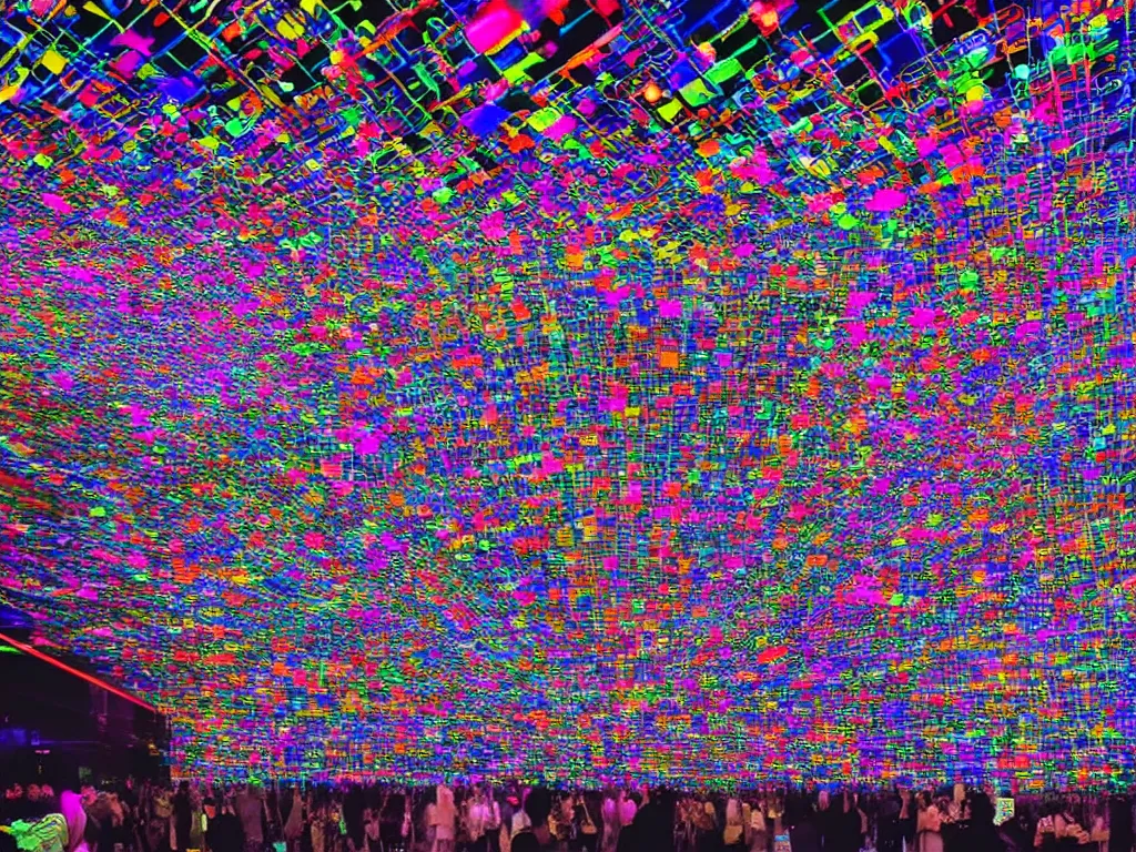 Image similar to overlapping exposures, groups of happy people in cyberspace, many layers of overlapping translucent gigantic screens projecting beautiful random sized reference sheets, floating translucent graphics, dripping light drops, hands touching light drops, supercomputers transforming text to images, perfect lighting pixel sorting