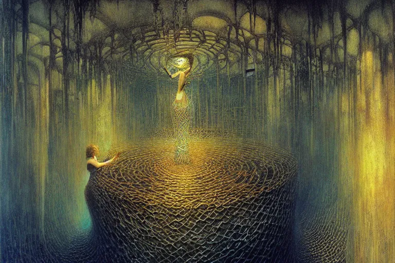 Prompt: underwater labyrinth by jean delville, luis royo, beksinski, grimshaw