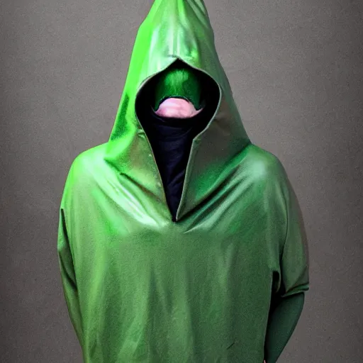 Image similar to night goblin wearing pointy hoods, fantasy, green skin