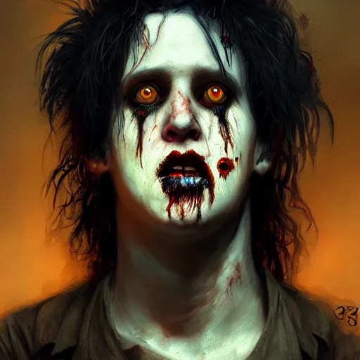 Image similar to portrait of young robert smith as a zombie, 7 days to die zombie, fine art, award winning, intricate, elegant, sharp focus, cinematic lighting, highly detailed, digital painting, 8 k concept art, art by guweiz and z. w. gu, masterpiece, trending on artstation, 8 k