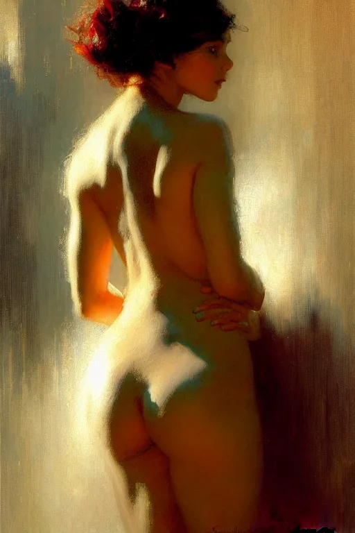 Image similar to Attractive woman, painting by Gaston Bussiere, Craig Mullins