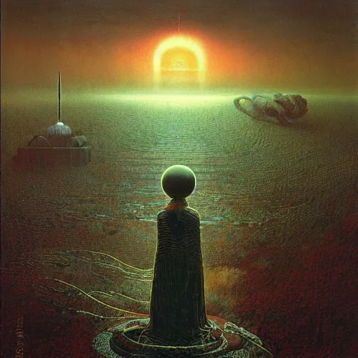 Prompt: satelite futurism by beksinski and gustave dore and gediminas pranckevicius